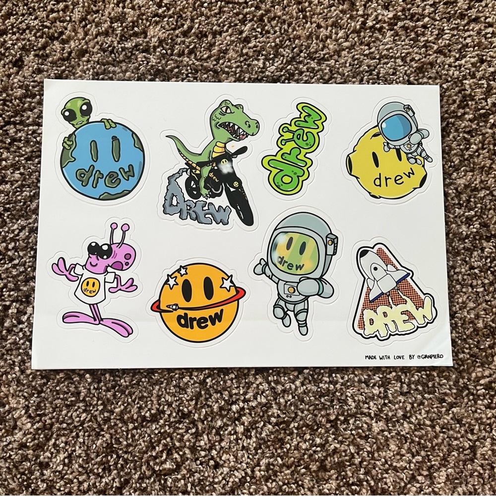NEW Justin Bieber Drew House Sticker Sheet
